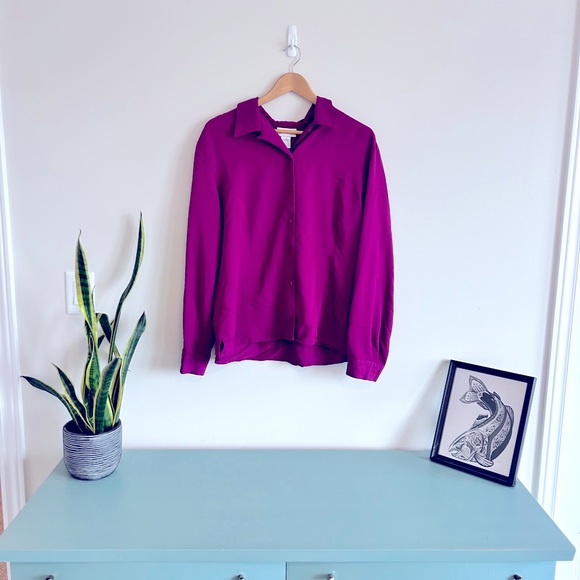 Vibrant Gloria Vanderbilt Purple Blouse - Size L, EUC - Picture 2 of 8